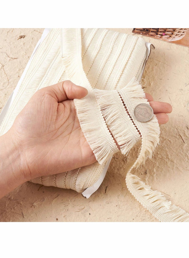 Excefore Polyester Fringe Tassel Lace Trim 1 Inch x 82 Feet Fringe Fibre Trim Linen for Sewing Quilting Clothes Accessories Lampshade Curtain Home Decoration  - Image 4