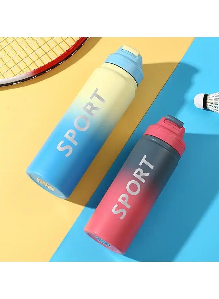 Generic 600ml Gradient Sports Water Bottle – Leakproof Flip Straw Lid, Travel-Friendly Hydration for Gym, Outdoor, and Everyday Use  - Image 2