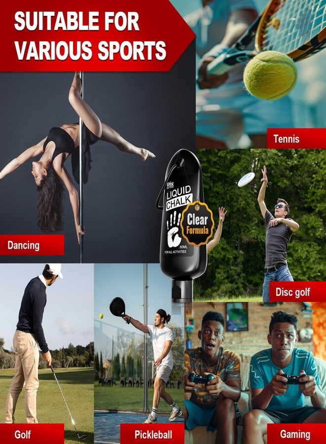 OUTTDOZ Clear Liquid Chalk, Dry Hands Non Sticky Grip Enhancer, Transparent Anti-Slip Solution for Pole Dancing Tennis Golf Pickleball Badminton and All Sports. 60ml - 2Pack - Image 4
