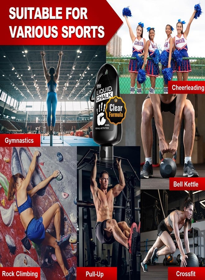 OUTTDOZ Clear Liquid Chalk, Dry Hands Non Sticky Grip Enhancer, Transparent Anti-Slip Solution for Pole Dancing Tennis Golf Pickleball Badminton and All Sports. 60ml - 2Pack - Image 3