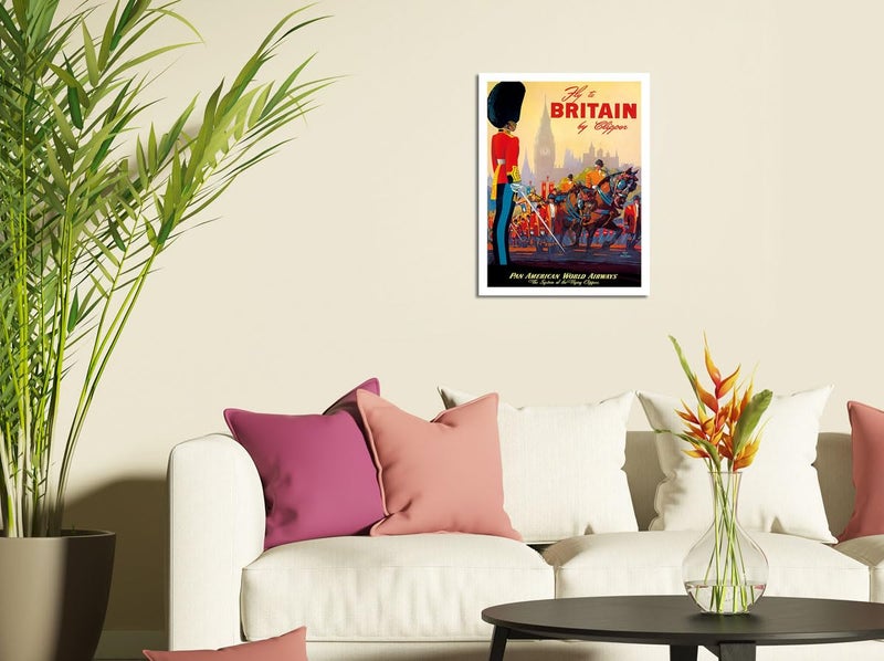 Pacifica Island Art Fly To Britain By Clipper - Pan American World Airways - British Royal Procession - Vintage Airline Travel Poster by Mark Von Arenburg c.1950s - Master Art Print (Unframed) 12in x 18in - Image 3