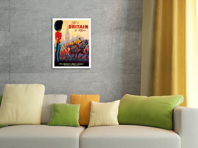 Pacifica Island Art Fly To Britain By Clipper - Pan American World Airways - British Royal Procession - Vintage Airline Travel Poster by Mark Von Arenburg c.1950s - Master Art Print (Unframed) 12in x 18in - Image 4