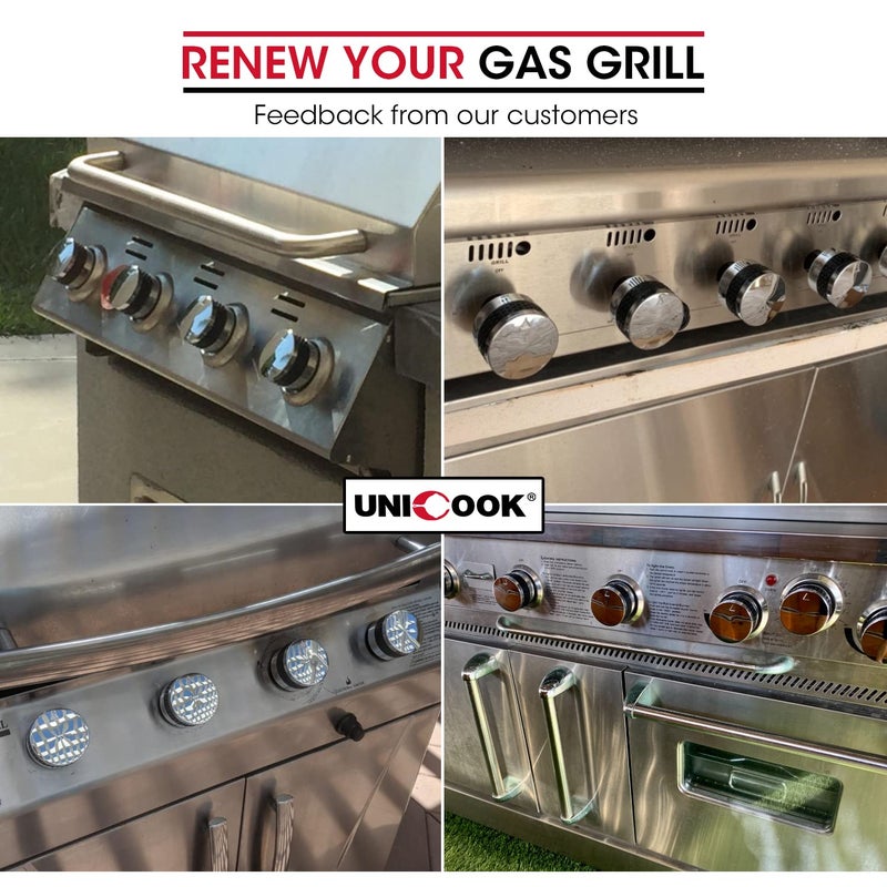Unicook 2 Pack Grill Control Knobs Replacement, Chrome Plated Plastic with Nonslip Grip, Fit BBQ Gas Grills with D Shaped Valve Stem, NOT Fit Recessed Flush Valve Stem, Include 2 Knobs and 6 Adaptors - Image 5
