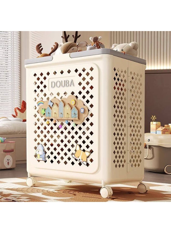 Basket with handle and wheeled cover for laundry or toys - Image 1