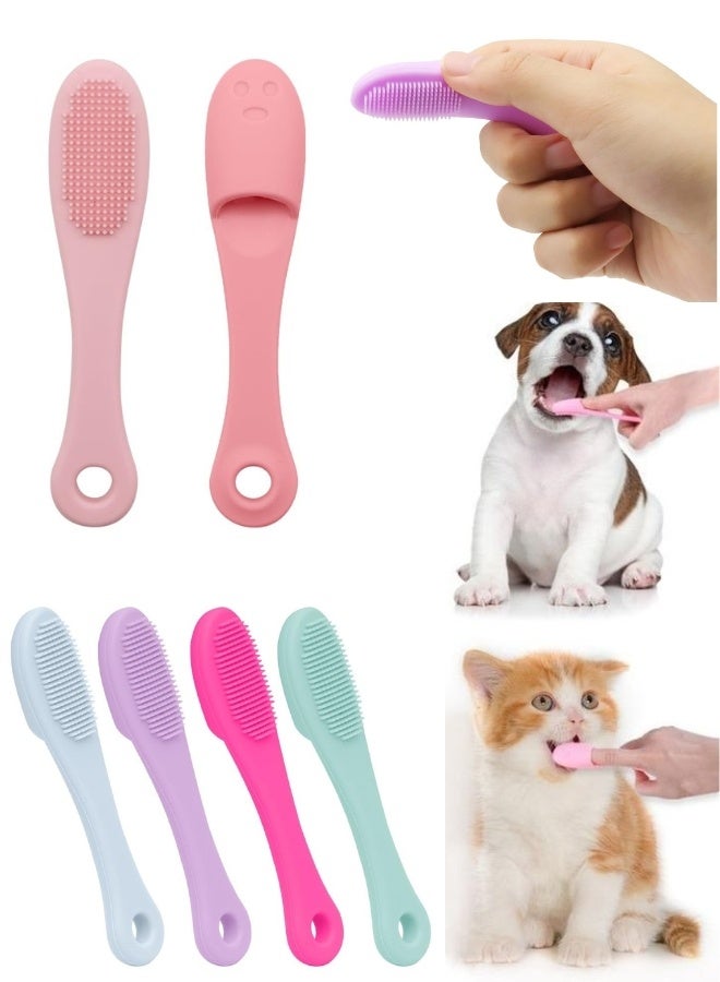 فالمر عبوة من 4 قطع من فرشاة أسنان أصابع الكلاب بمقبض، ألوان متنوعة، فرشاة أسنان أصابع الجراء، فرشاة أسنان أصابع القطط ، مناسبة للعناية بأسنان القطط والكلاب - Image 1