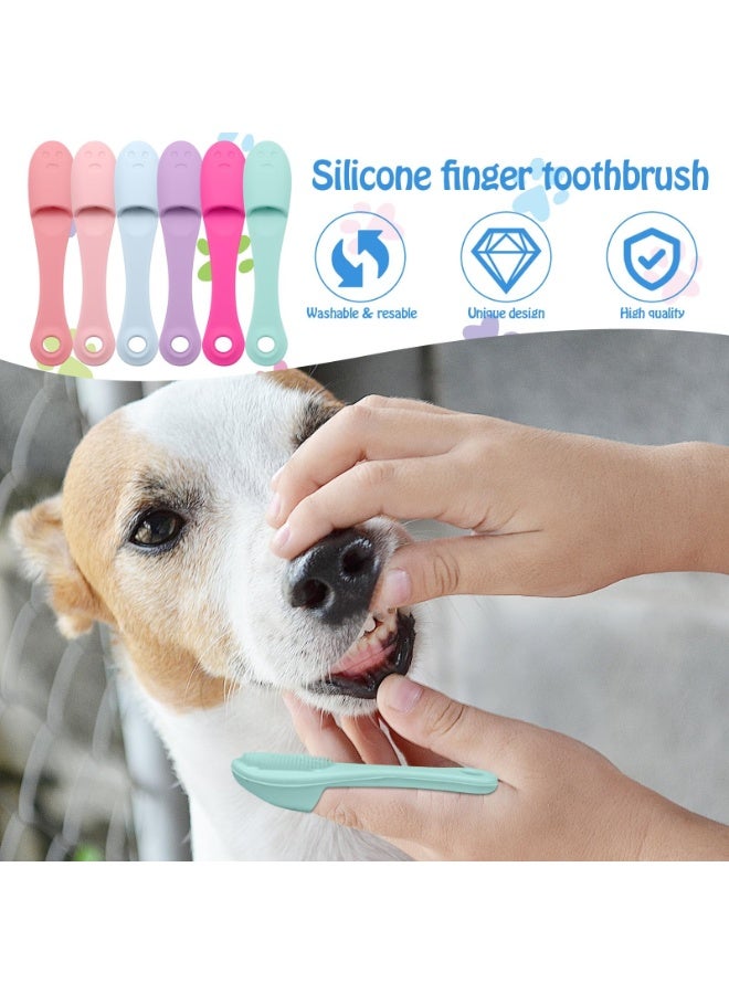 عبوة من 4 قطع من فرشاة أسنان أصابع الكلاب بمقبض، ألوان متنوعة، فرشاة أسنان أصابع الجراء، فرشاة أسنان أصابع القطط ، مناسبة للعناية بأسنان القطط والكلاب
