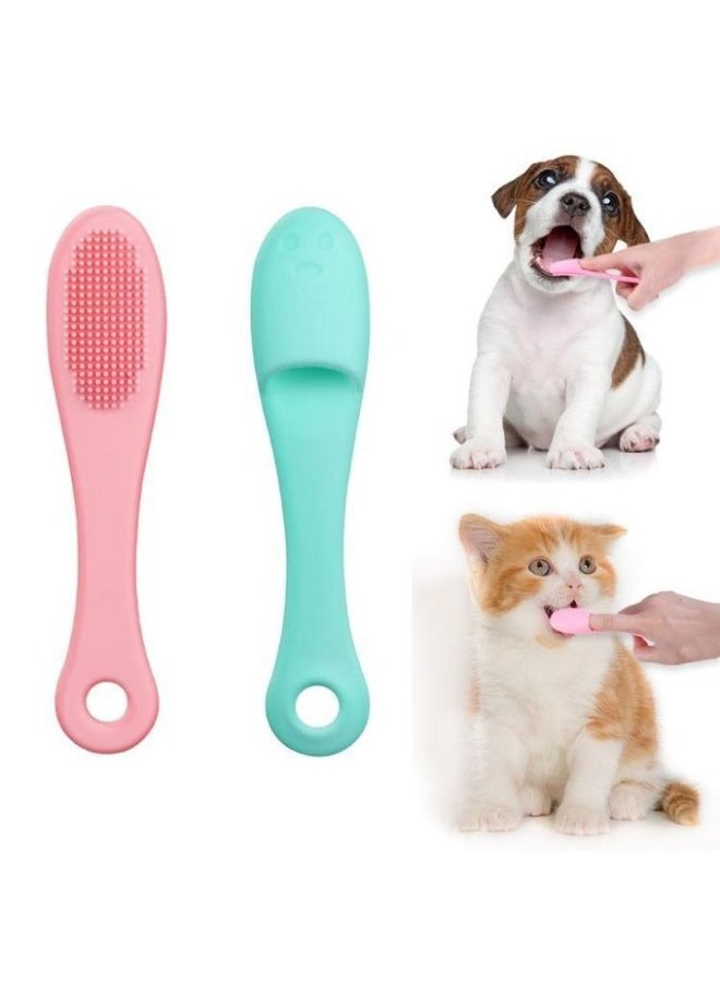 عبوة من 4 قطع من فرشاة أسنان أصابع الكلاب بمقبض، ألوان متنوعة، فرشاة أسنان أصابع الجراء، فرشاة أسنان أصابع القطط ، مناسبة للعناية بأسنان القطط والكلاب