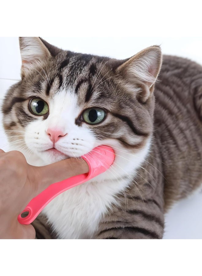 عبوة من 4 قطع من فرشاة أسنان أصابع الكلاب بمقبض، ألوان متنوعة، فرشاة أسنان أصابع الجراء، فرشاة أسنان أصابع القطط ، مناسبة للعناية بأسنان القطط والكلاب