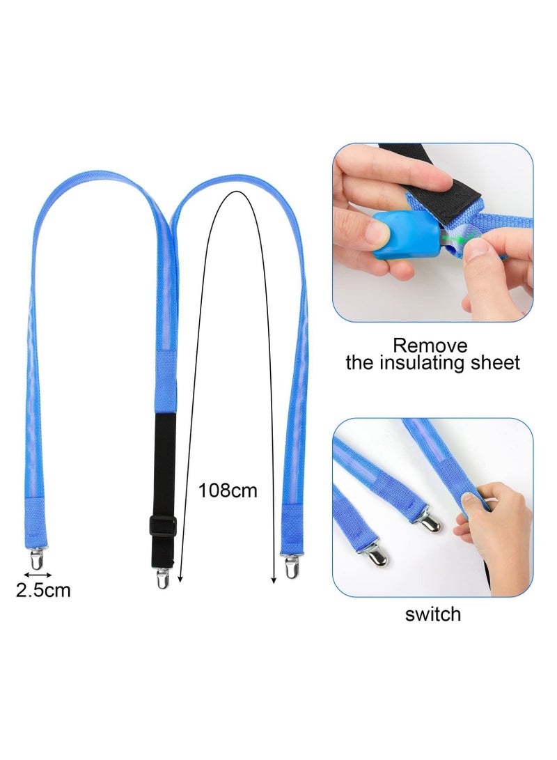 Men's Led Suspenders, Light Up Suspenders 3 Flash Modes LED Glow Adjustable Illuminated Bow Ties with Zipper, Costume Accessory for Parties, Bars, Halloween, School, blue - Image 3