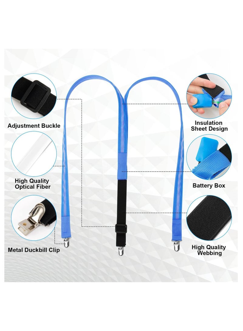 Men's Led Suspenders, Light Up Suspenders 3 Flash Modes LED Glow Adjustable Illuminated Bow Ties with Zipper, Costume Accessory for Parties, Bars, Halloween, School, blue - Image 2