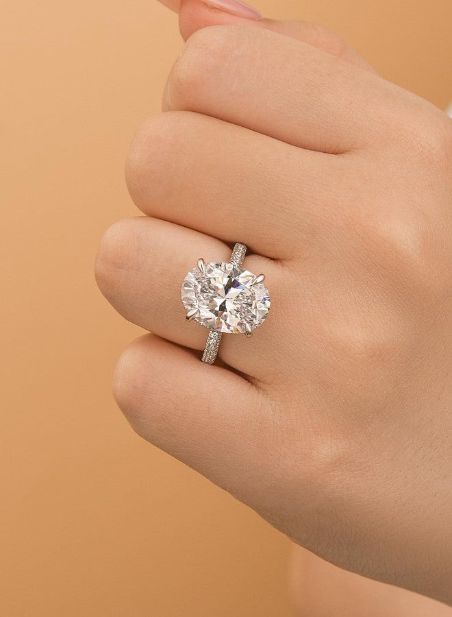 RODIFFY 5.0/8.0CT Excellent Oval Cut Engagement Ring,D-Color VVS Big CZ Gemstone S925 Promise Ring (Silver(8CT), 6.5) - Image 3