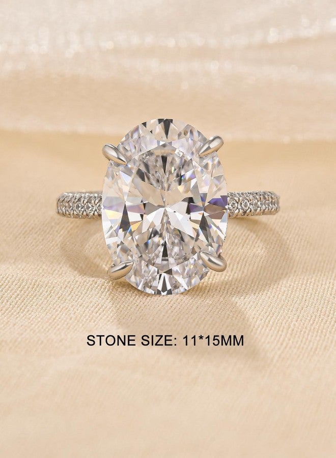 RODIFFY 5.0/8.0CT Excellent Oval Cut Engagement Ring,D-Color VVS Big CZ Gemstone S925 Promise Ring (Silver(8CT), 6.5) - Image 2