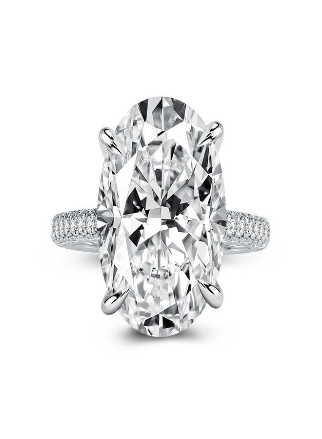 RODIFFY 5.0/8.0CT Excellent Oval Cut Engagement Ring,D-Color VVS Big CZ Gemstone S925 Promise Ring (Silver(8CT), 6.5) - Image 1