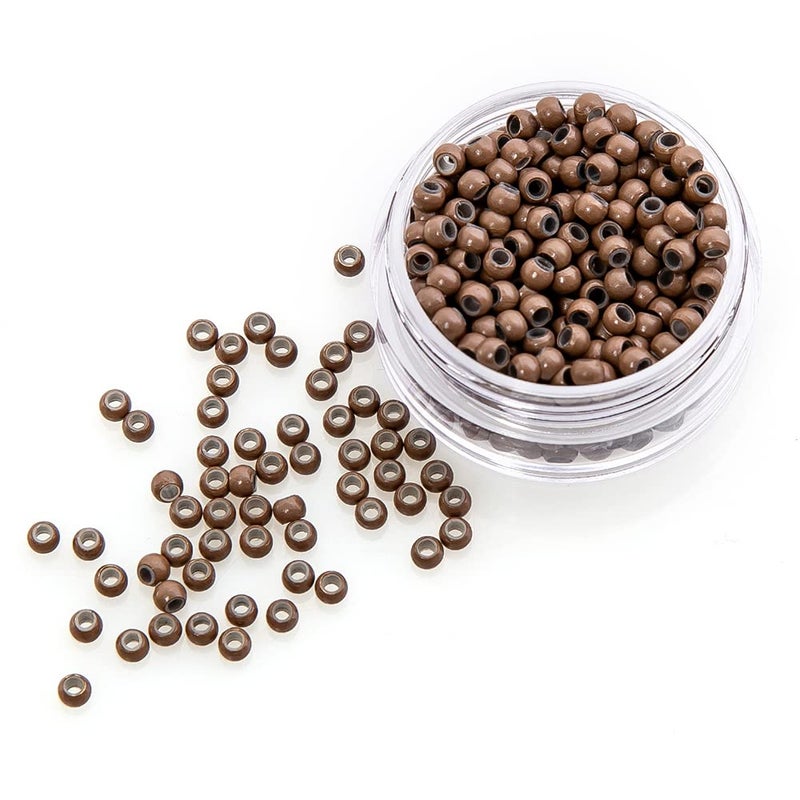 500 PCS Nano Silicone Lined Micro Rings Links Beads for I Tip Human Hair Extensions 30x18x22 mmLight Brown