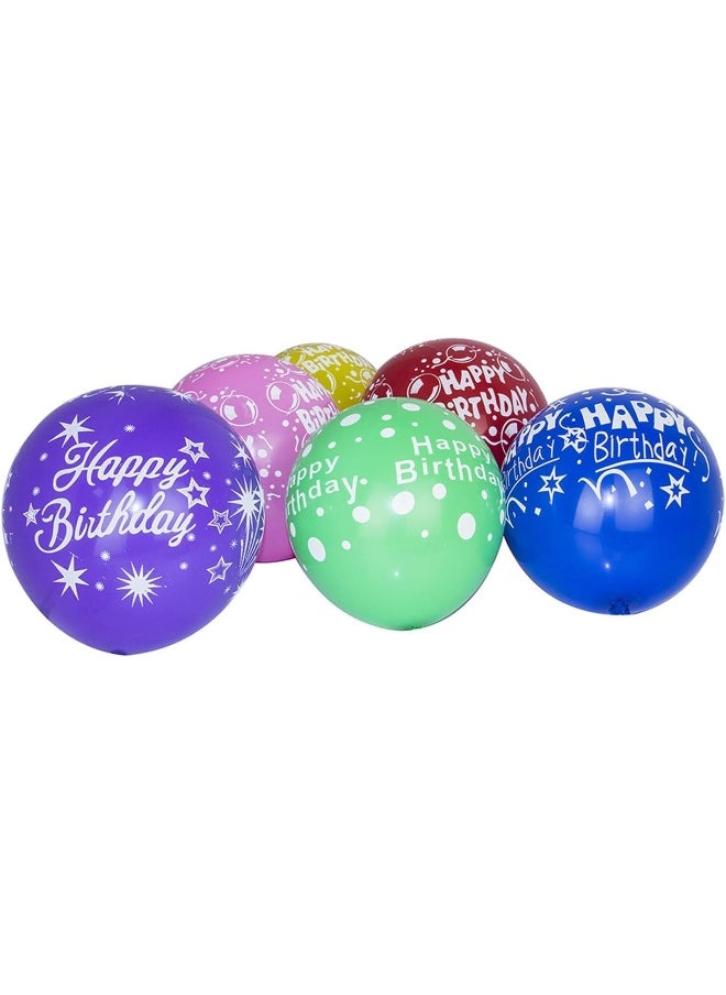 Goldedge 25 PCS Happy Birthday Printed Balloons  12 Inch Latex Balloons with White Print, Assorted Colors for Birthday Celebrations  - Image 3