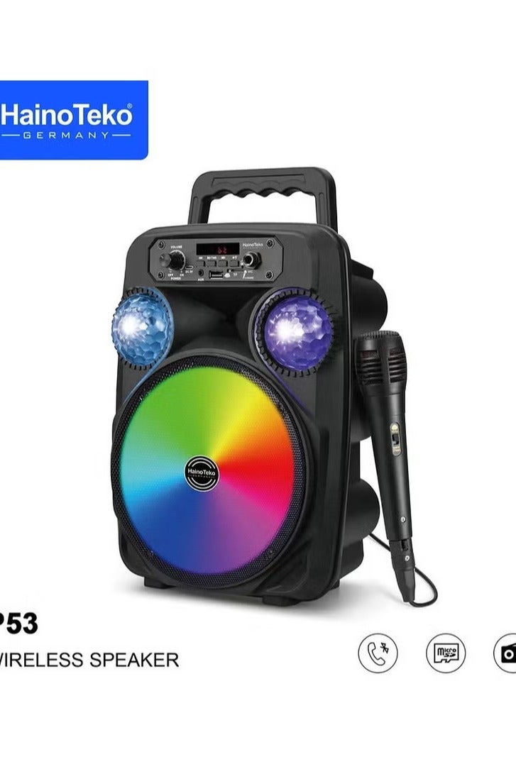 Haino Teko HainoTekoGermany P53 Portable Wireless Bluetooth Speaker with 1 Microphones for Indoor and Outdoor Black  - Image 1