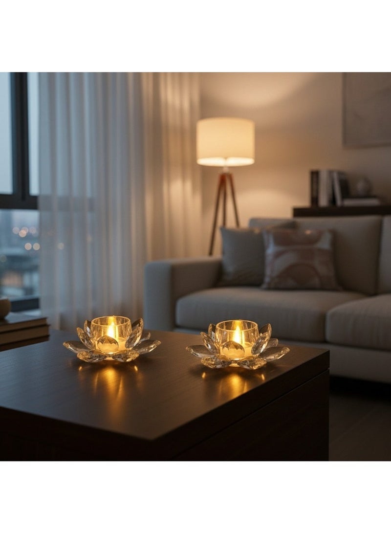 Flameless LED Crystal Candle with Elegant Lotus Flower Design - Warm, Romantic, and Safe Lighting for Home Decor and Gifts (3 Pieces) - Image 2
