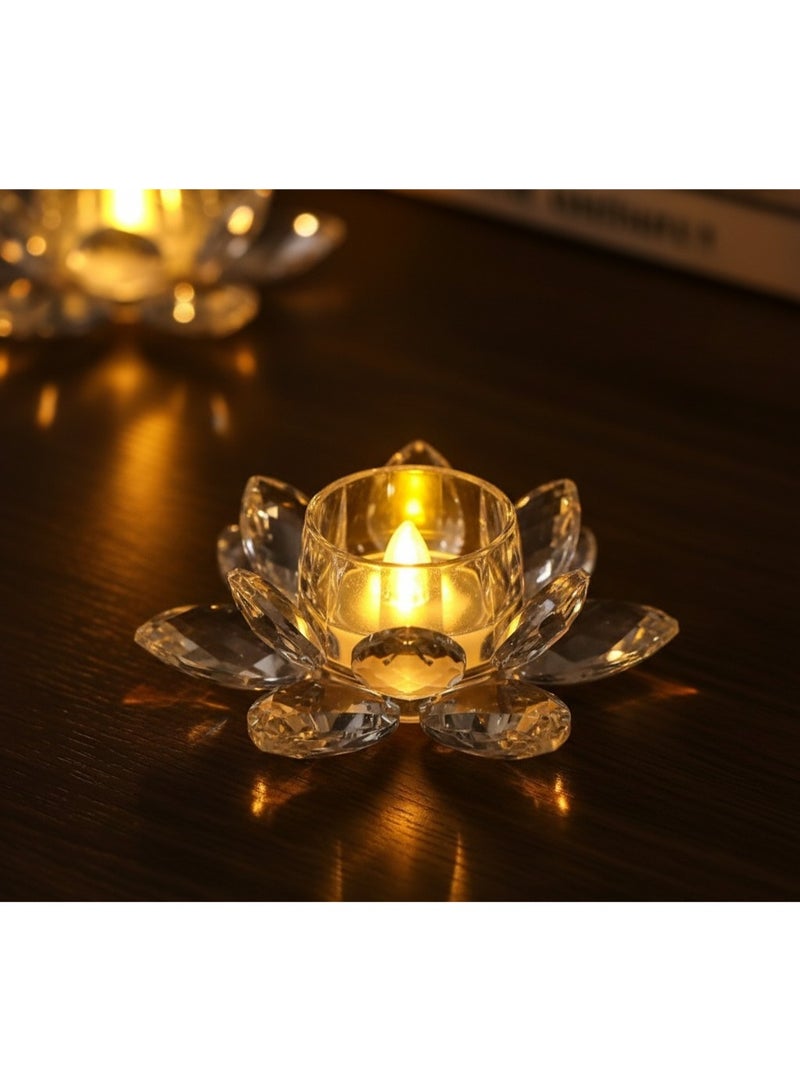 Flameless LED Crystal Candle with Elegant Lotus Flower Design - Warm, Romantic, and Safe Lighting for Home Decor and Gifts (3 Pieces) - Image 5