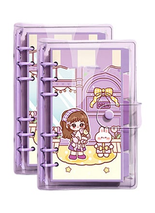 2 pcs A6 Refillable Notebook, 6 Ring Transparent PVC Planner Binder Cover with Colorful Planner Refill Cute Loose Leaf Paper, Cartoon Dividers and Zipper Pocket - pzsku/Z220045A82C54C56D05FBZ/45/1749623185/1cbf7288-326c-4d79-a026-44fc14f160ea