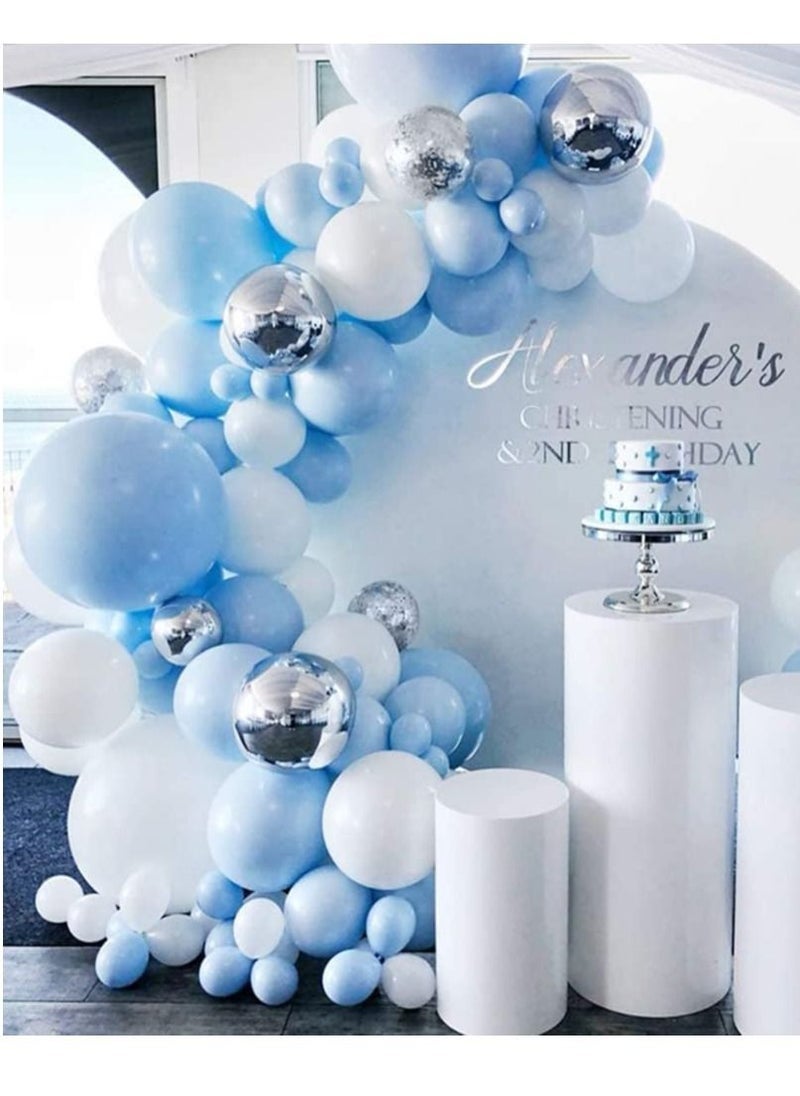 KASTWAVE Blue Balloons Garland Arch Kit KASTWAVE 141Pcs Macaron Blue White Silver Balloon arch kit Decorations Set with Confetti Balloons pack for Boys and Girls Baby Shower,Wedding, Birthday Party Decor - Image 2