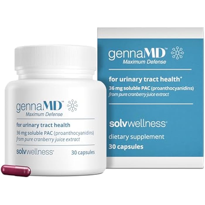 Solv Wellness GennaMD - Maximum UTI Defense - 36 mg Soluble PAC from 100% Cranberry Juice Extract - Highest PAC Concentration in a Small, Easy-to-Swallow Capsule - 30 Capsules - Image 1