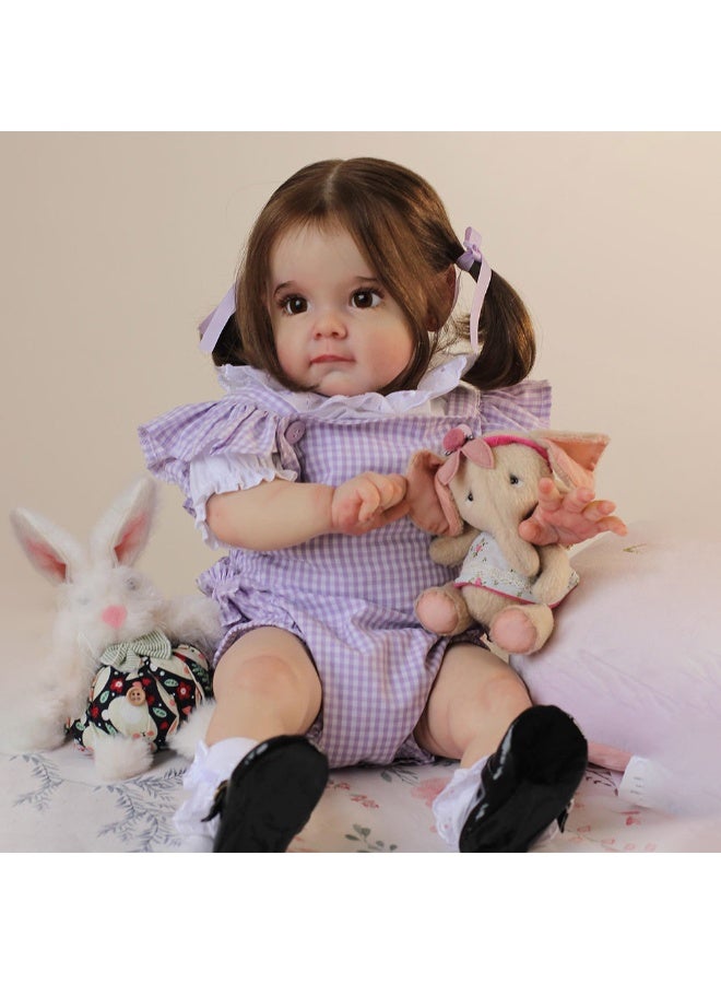 ان بي كي دمية محاكاة مصنوعة من القماش بطول ٢٤ بوصة، دمية رائعة مرسومة بتقنية ثلاثية الأبعاد، مجموعة دمية مرافقة لطفل حديث الولادة تشبه الحياة. - Image 2