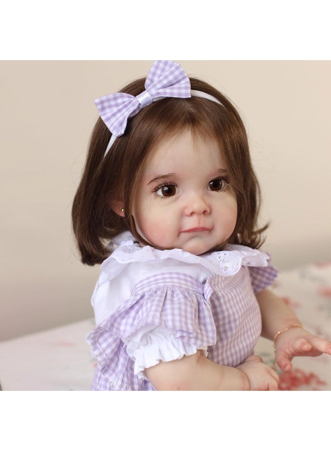 ان بي كي دمية محاكاة مصنوعة من القماش بطول ٢٤ بوصة، دمية رائعة مرسومة بتقنية ثلاثية الأبعاد، مجموعة دمية مرافقة لطفل حديث الولادة تشبه الحياة. - Image 1