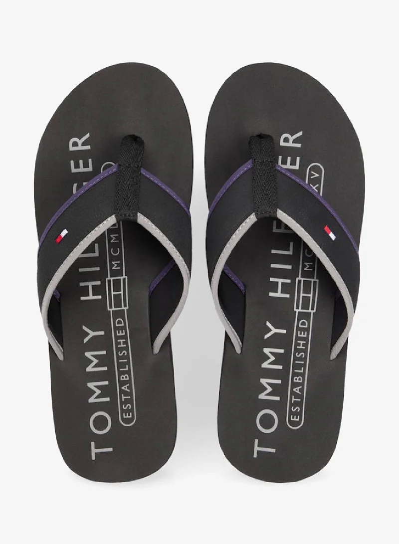 Tommy Hilfiger black Flag Embroidery Flip-Flops for Men | Best Price UAE