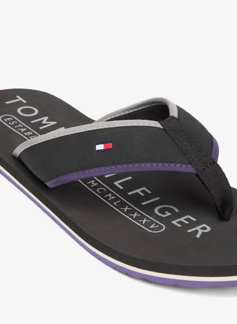 Tommy Hilfiger black Flag Embroidery Flip-Flops for Men | Best Price UAE