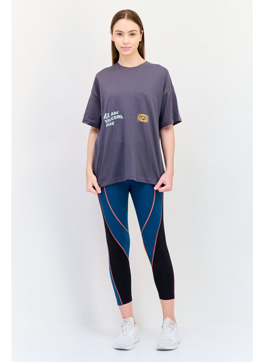 Reebok Women Sportswear Fit Graphic Print Outdoor T-Shirt, Dark Grey  - Image 3
