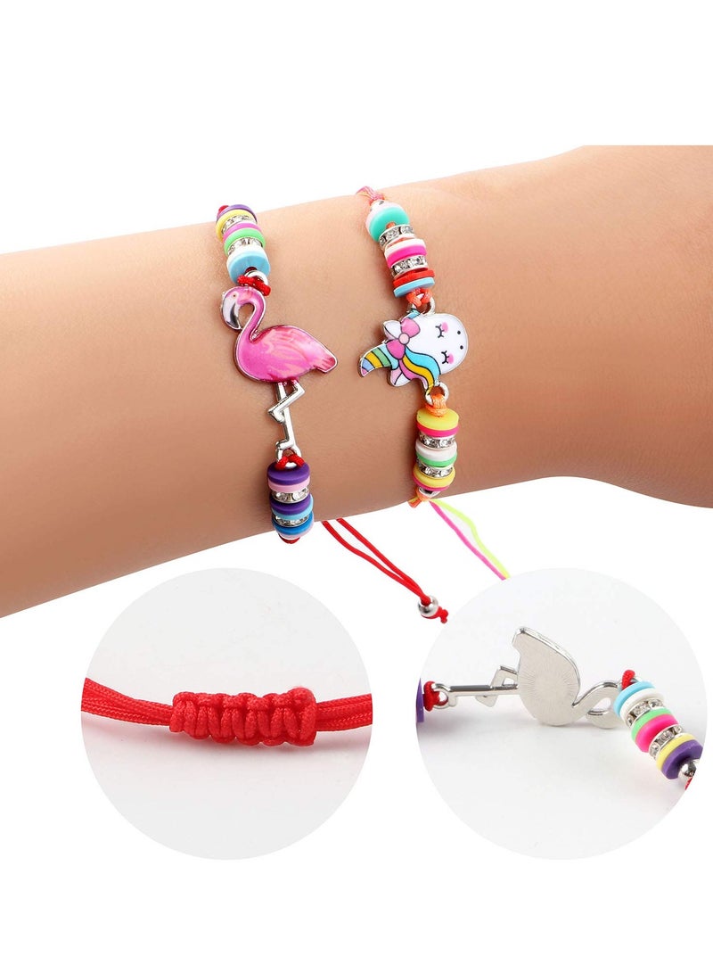 دوركو 12 جهاز كمبيوتر شخصي للأطفال بنات سوارات المجوهرات سوارات الصداقة سوار قابل للتعديل قلادة الحيوانات وحيد القرن البومة سوار لطيف متعدد الألوان للديكورات الحفلة الجنية - Image 3