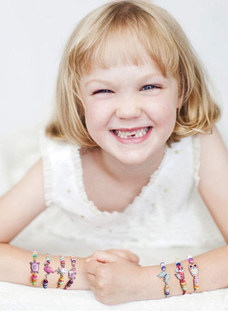 دوركو 12 جهاز كمبيوتر شخصي للأطفال بنات سوارات المجوهرات سوارات الصداقة سوار قابل للتعديل قلادة الحيوانات وحيد القرن البومة سوار لطيف متعدد الألوان للديكورات الحفلة الجنية - Image 5