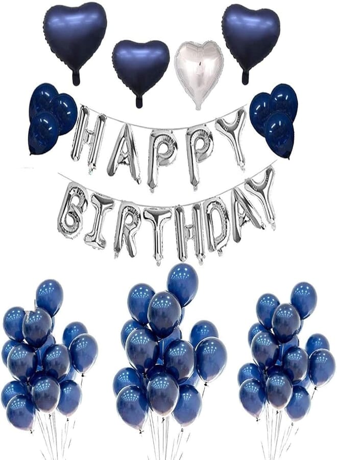Secret Happy Birthday Balloons for Party Decorations Silver and Blue Party Balloons