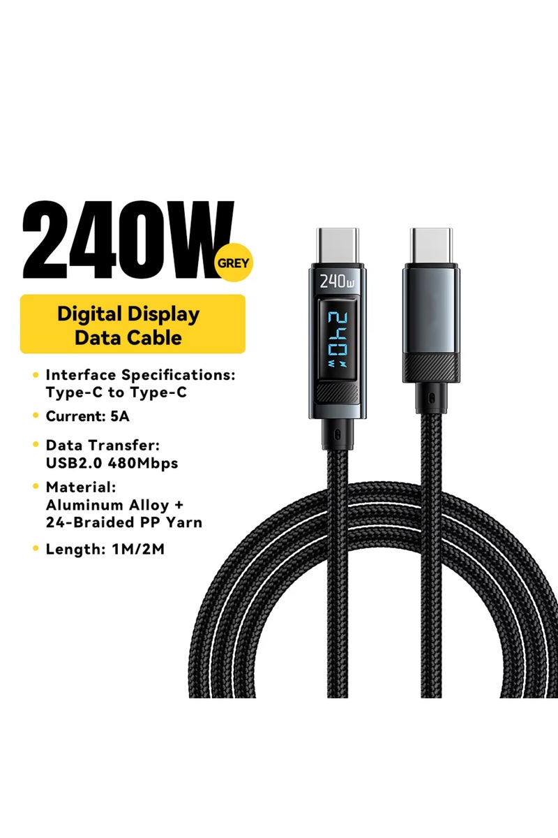1m black 240W USB Type C To USB C Cable 100W PD 3.1 Fast Charging Charger Wire For Macbook Pro FOR X