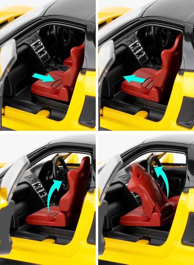 FEXXA Toy Car Compatible for 1:32 HO NDA NSX Evolution Model, Pull Back Diecast Collectible Car with Sounds ＆ Lights for Kids Boys Girls and Adults, Gift (Yellow) - Image 3