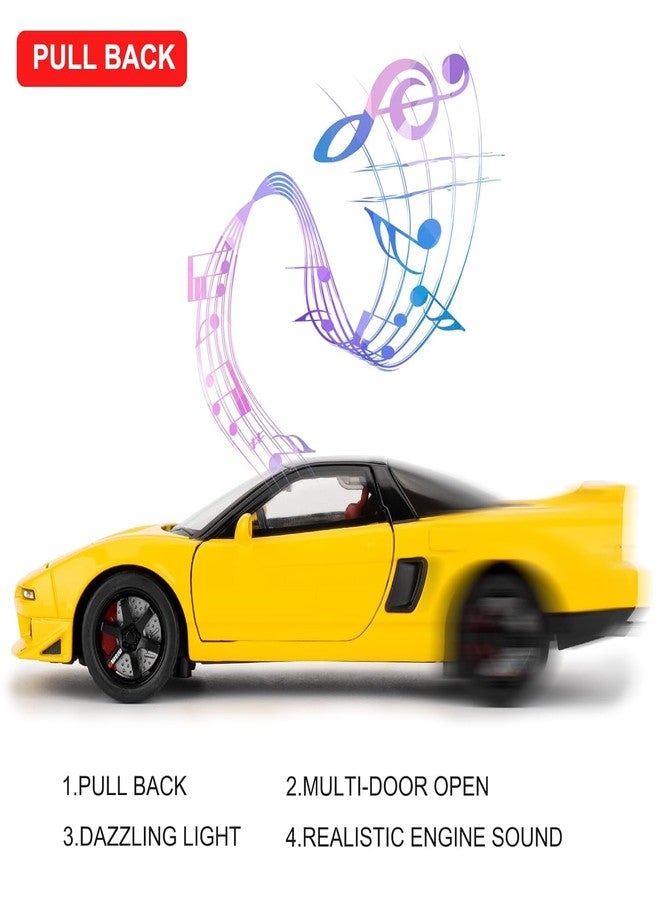 FEXXA Toy Car Compatible for 1:32 HO NDA NSX Evolution Model, Pull Back Diecast Collectible Car with Sounds ＆ Lights for Kids Boys Girls and Adults, Gift (Yellow) - Image 4