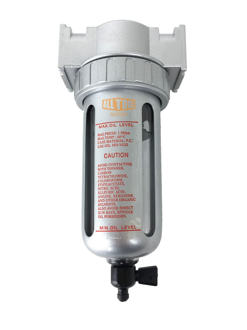 12 NPT MID FLOW Particulate FilterWater Trap For Air Compressor Compressed Air Lines 5u With Poly Bowl And Metal Bowl Guard MANUAL DRAIN