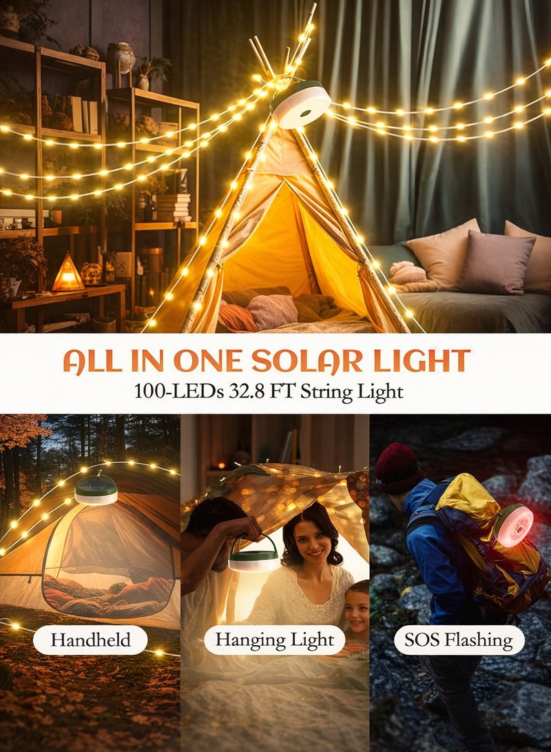 ARNOTEC إضاءة خيطية للتخييم في الهواء الطلق مع جهاز تحكم عن بعد، فانوس قابل لإعادة الشحن عبر USB وشريط LED بطول 10 أمتار | 6 أوضاع إضاءة | ضوء معلق محمول للخيمة، RV، الحديقة وزينة المهرجانات - Image 2