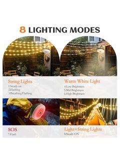 ARNOTEC Outdoor Camping Multi-function Light String, Outdoor Waterproof Lantern Light with Remote Control Timer, USB Charging, 100 LEDs 10m Light String and 6 Lighting Modes for Camping Tent RV Patio Room Festival Decoration  - Image 4