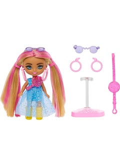 Mattel BARBIE Barbie Extra Mini Minis Doll with Pink and Blond Hair, Accessories and Doll Stand, 3.25-inch Collectible  - Image 5