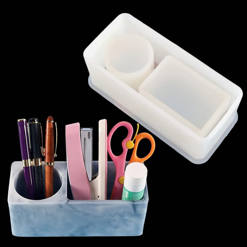 iSuperb Pen Holder Resin molds Organizer Silicone Mold Epoxy Casting Mold for Makeup Brush Storage Pens Scissors Glue Jewellery Trinket Vase Small Box DIY Crafts Pen Holder Resin Mold