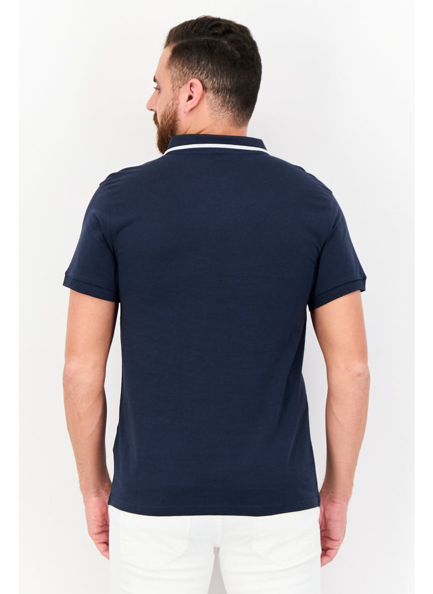Paul Frank Men Regular Fit Embroidered Short Sleeves Polo Shirt, Navy Blue  - Image 3