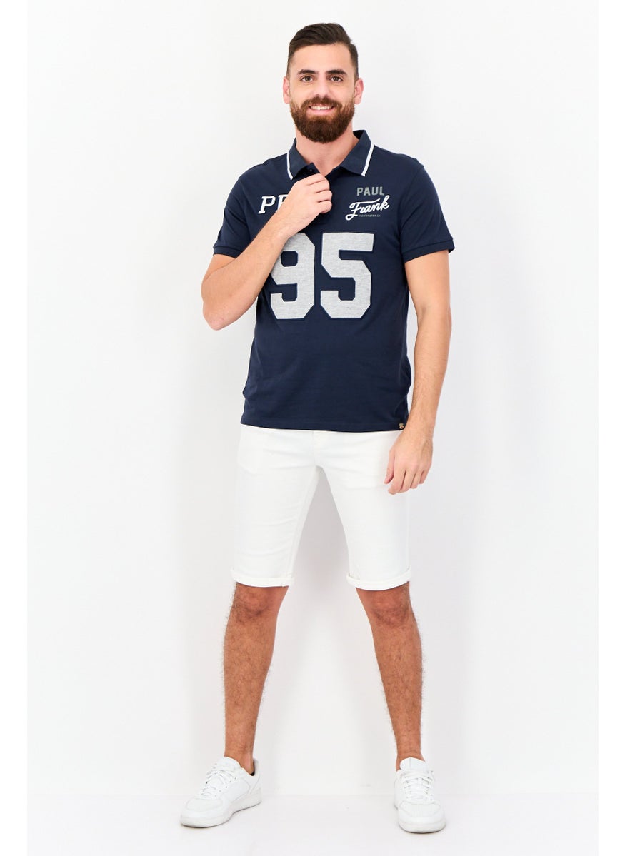 Paul Frank Men Regular Fit Embroidered Short Sleeves Polo Shirt, Navy Blue  - Image 2