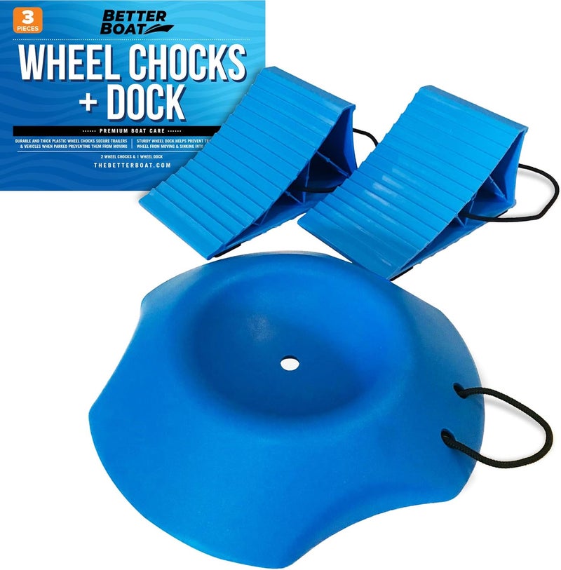 Better Boat 2 Wheel Chocks with Rope and Wheel Dock for Trailer Travel, Camper, and RV Accessories - Image 1