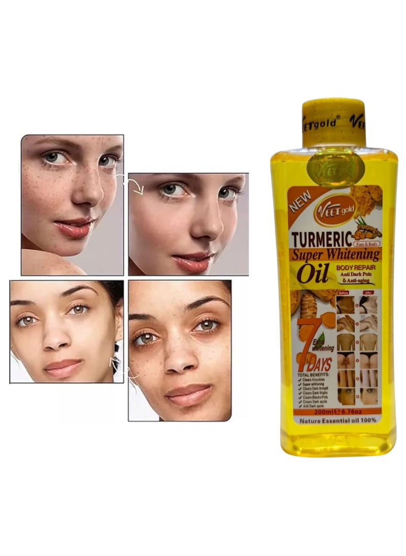 Veet gold Turmeric Super Whitening Oil 200ML, Dark Spot Remover, Dark Knuckles Clear Oil, Anti-aging Body Oil, Reduce Armpit Marks, Clear Bikini Area Marks, Clean Private Parts Men Women Massage Oil 6.76 Oz  - Image 3