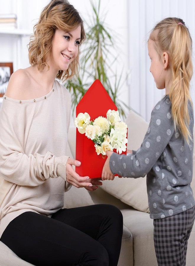 FYSUIMU 4Pcs Mother's Day Floral Envelope Boxes Empty Flower Paper Box Florist Bouquet Packaging Box for Anniversary Wedding Birthday Party Arrangements, Red, Pure Dot - Image 4