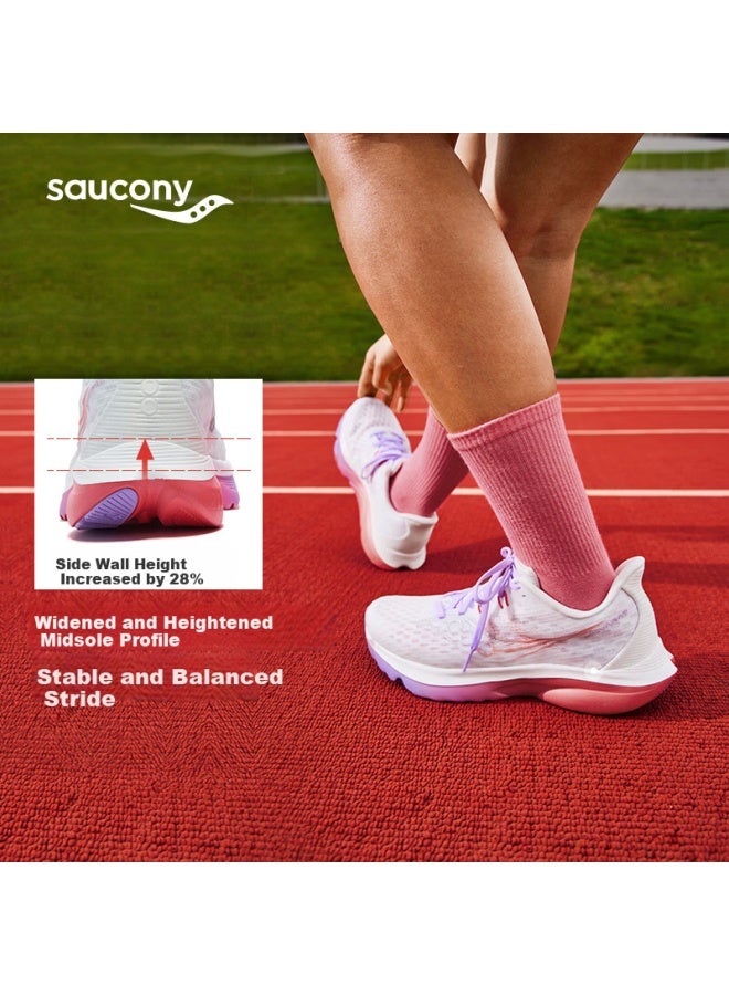 Saucony Kinvara 16 Women's Lightweight Cushioned Breathable Running Shoes White Pink Size 36 - Image 2