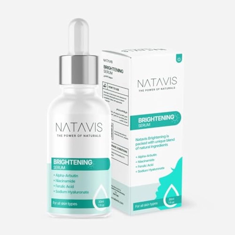 Natavis Brightening Serum – 30 ml – with Alpha Arbutin – Glycerin & Niacinamide - Ferulic Acid - Reduces Dark Spots - Brightens Skin - Hydrates Deeply - Protects and Repairs - Smooths Fine Lines - Image 2