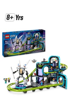 LEGO City Robot World Roller-Coaster Park Set, Creative Building Toy for 8 Plus Year Old Boys & Girls, Fairground Playset with 8 Minifigures, Fun Gift for Kids 60421 (986 pieces)  - Image 1