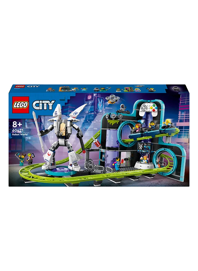 LEGO LEGO City Robot World Roller-Coaster Park Set, Creative Building Toy for 8 Plus Year Old Boys & Girls, Fairground Playset with 8 Minifigures, Fun Ramadan Gift for Kids 60421